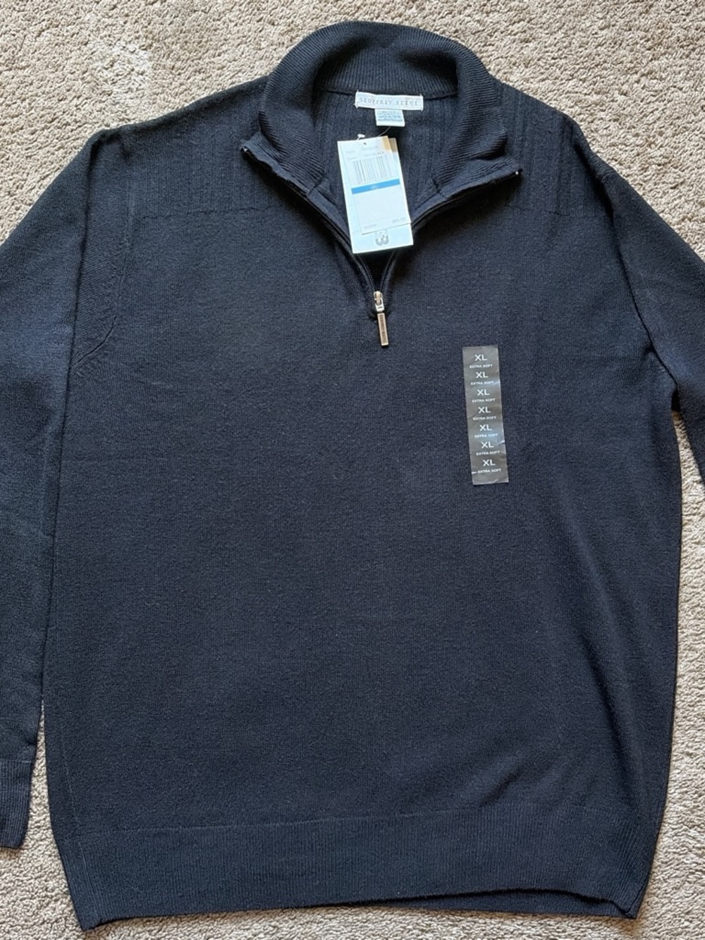 Geoffrey Beene  Men's Black Quarter-Zip Sweater